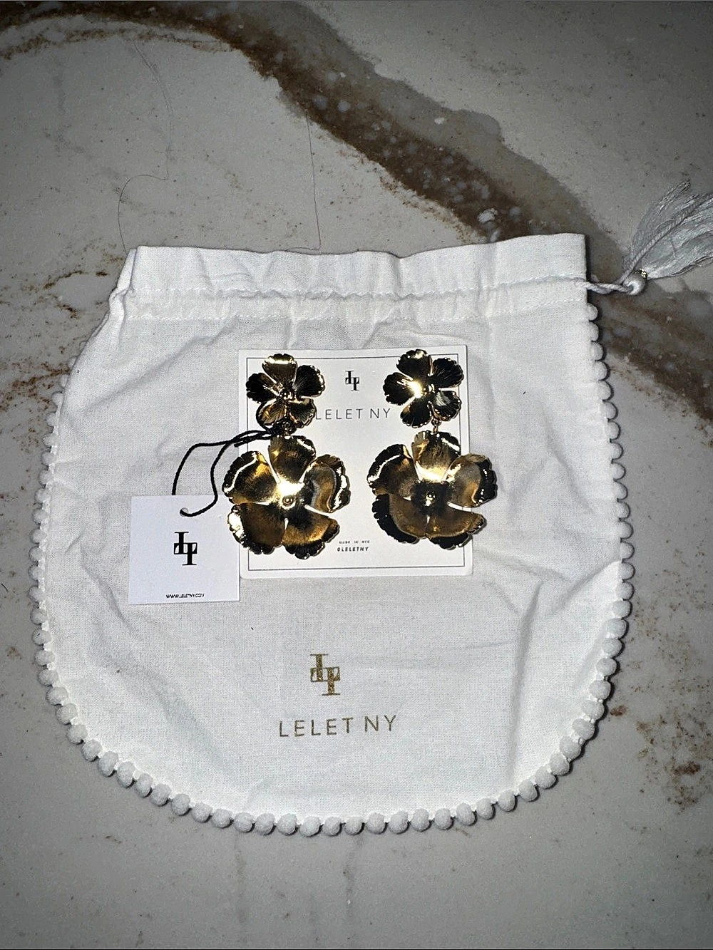 Lelet NY Eden Floral Earrings in Gold & Black